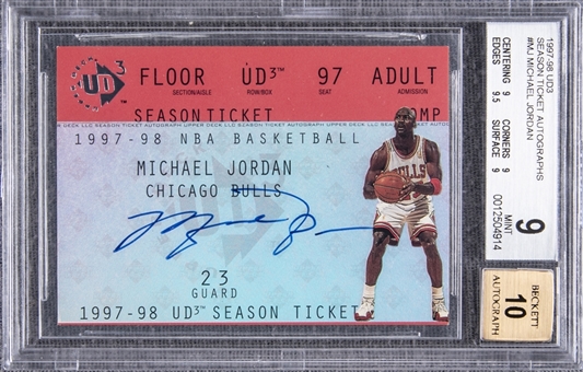 1997 Upper Deck UD3 “Season Ticket” #MJ Michael Jordan Signed Card - BGS MINT 9/BGS 10